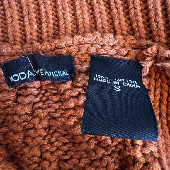 Vintage Y2K Rust Chunky Cable Knit Sweater Off The Shoulder Bardot Prep Cute S - Picture 7 of 7